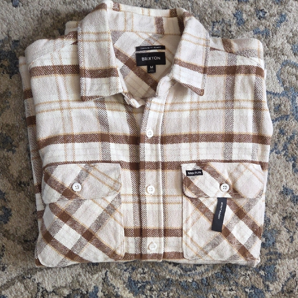Brixton Cream and Brown Checkered Shirt